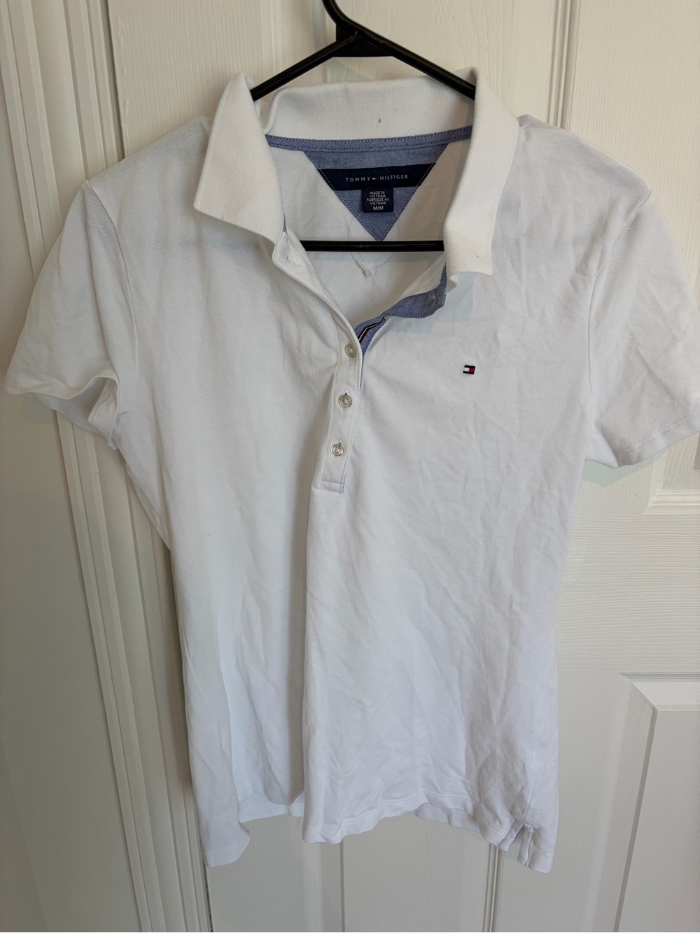 Tommy Hilfiger White Polo with Light Blue Collar Trim